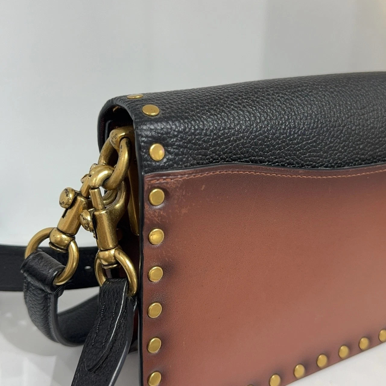 Coach Tabby 26 Black Leather Rivet Shoulder Handbag Crossbody For Women