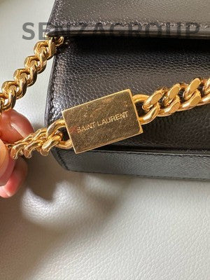 YSL Classic Caviar Chain Shoulder Crossbody Bag Medium Black Gold Women
