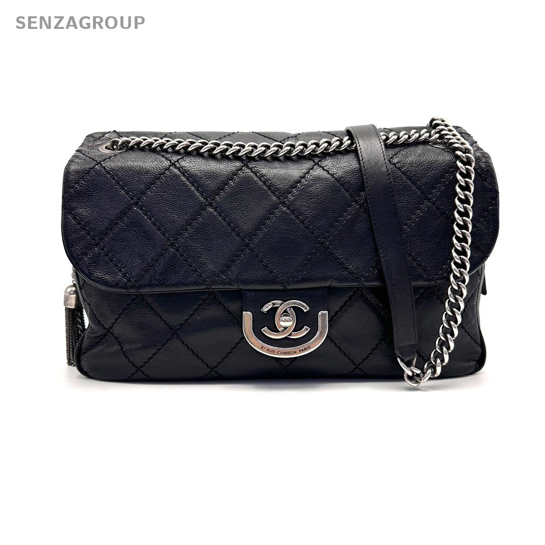 Chanel Edinburgh Series Diamond Pattern Chain SHoulder bag Black silver Women