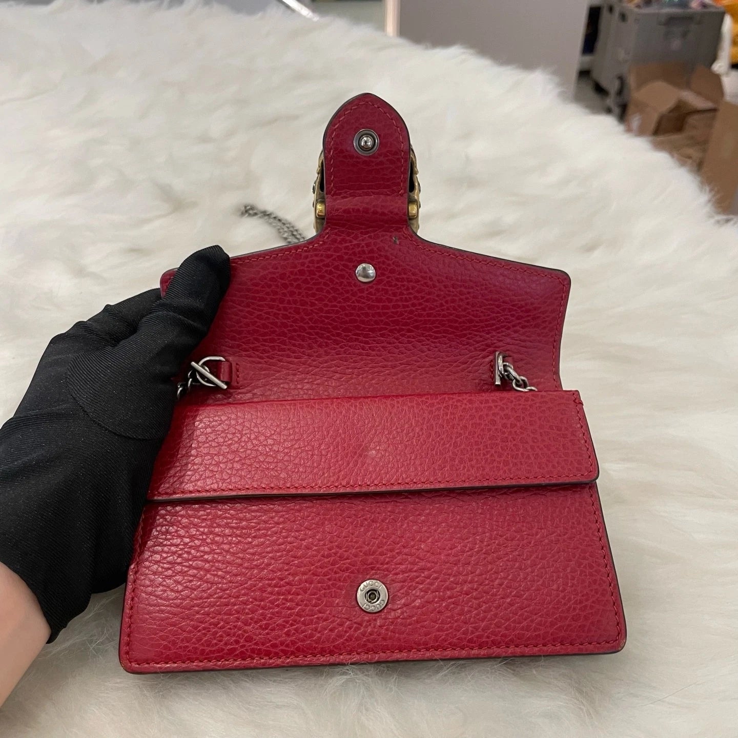 Gucci Dionysus Red Silver Shoulder Bag Crossbody Excellent