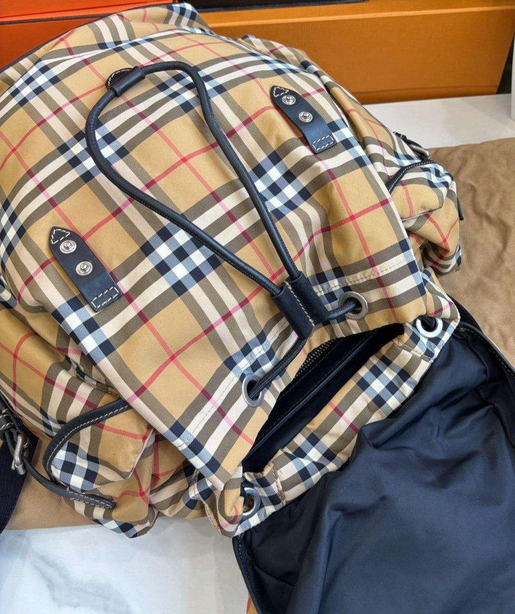 Burberry Classic Check Canvas Backpack Shoulder Bag Multicolor Unisex Adluts