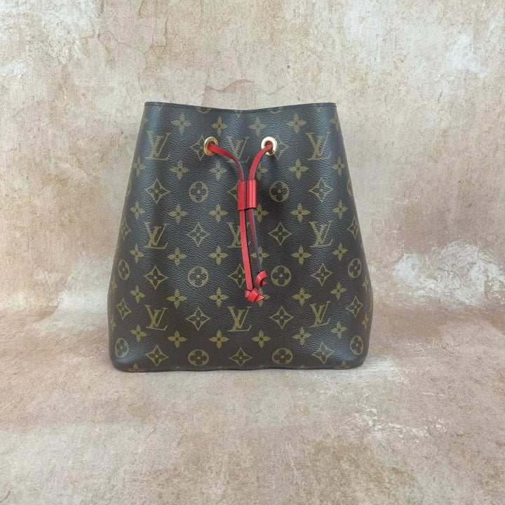 Louis Vuitton Monogram Red Medium Bucket Bag For Women