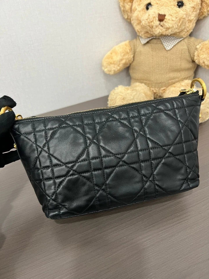 Dior Black Gold Lunch Box Shoulder Bag For Women