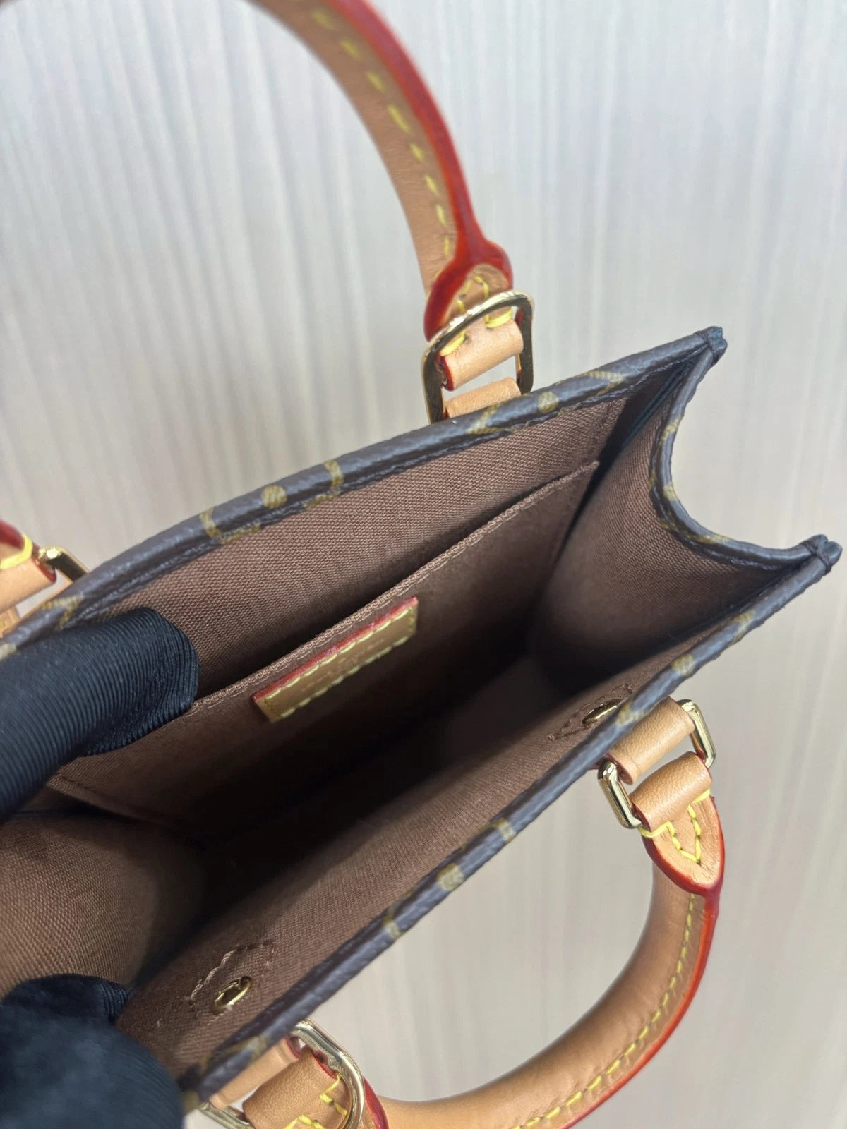 Excellent Louis Vuitton Petit Sac Plat Mini Monogram Canvas Tote Handbag