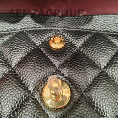 Chanel Classic Flap Black Gold Small Quilted Chain Shoulder Bag