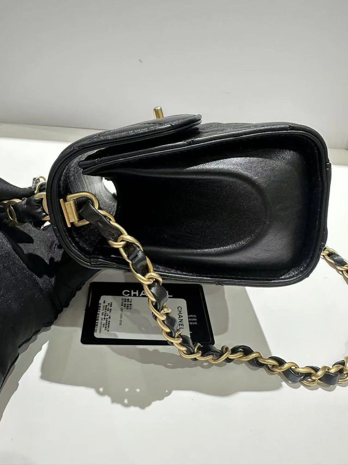 CHANEL Black Lambskin Top Handle Flap Bag For Women
