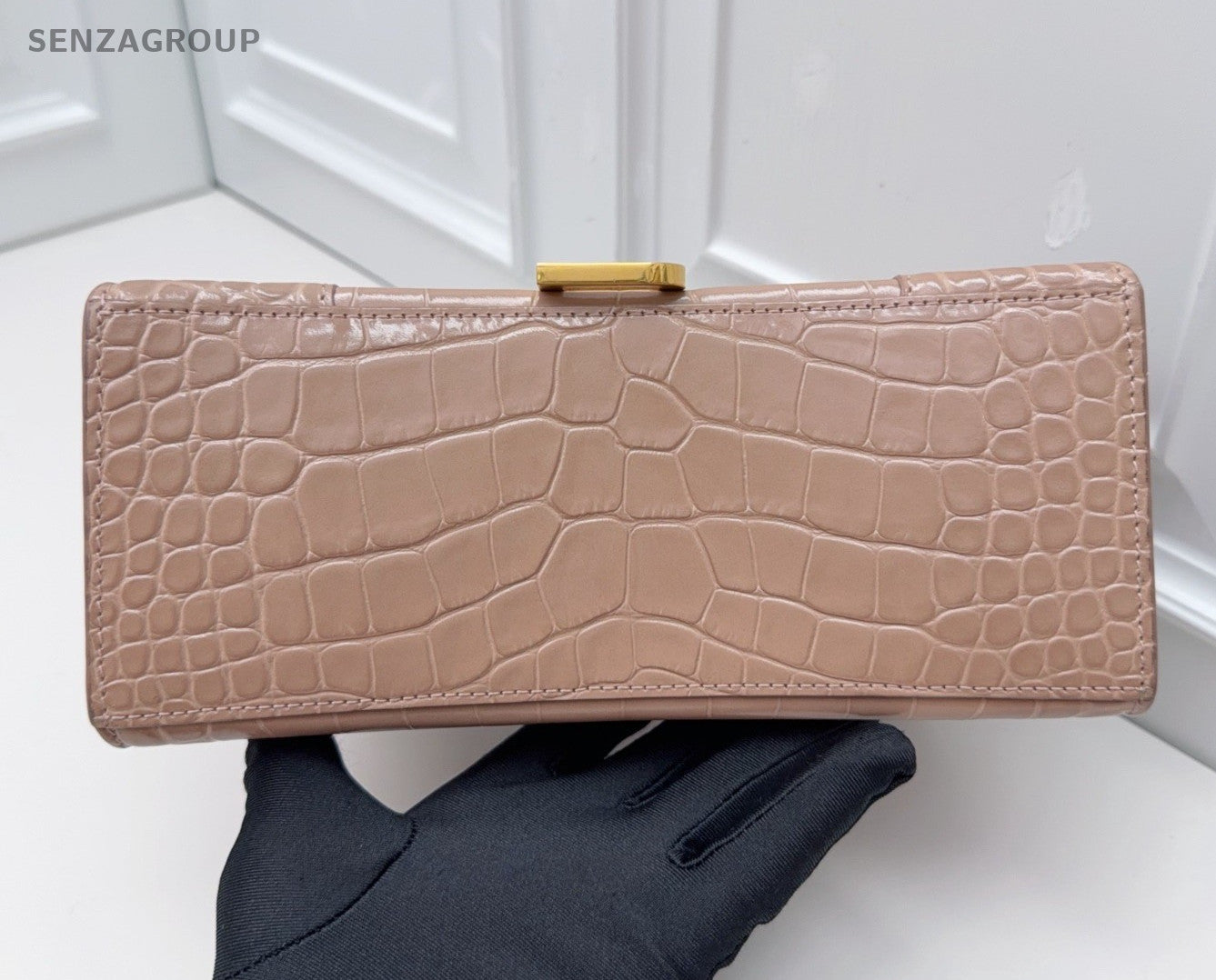 Balenciaga Calfskin PM Top Handle Bag Crossbody Pink Gold Women Classic Fashion