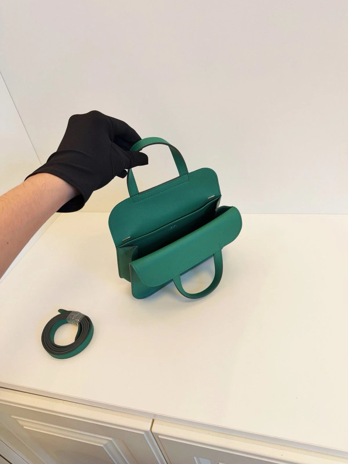 Hermès Halzan Mini Swift Calfskin Crossbody Bag Vert Bambou Green