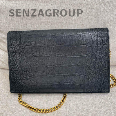 Saint Laurent WOC Black Gold Chain Crossbody Bag Classic Women's