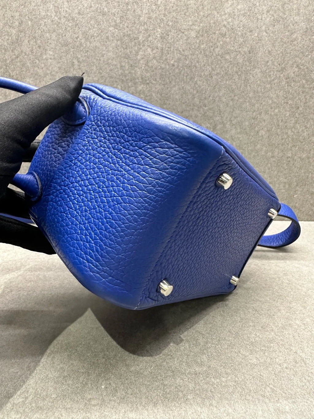 Hermes Mini Lindy TC Leather Blue Shoulder Handbag Crossbody Women
