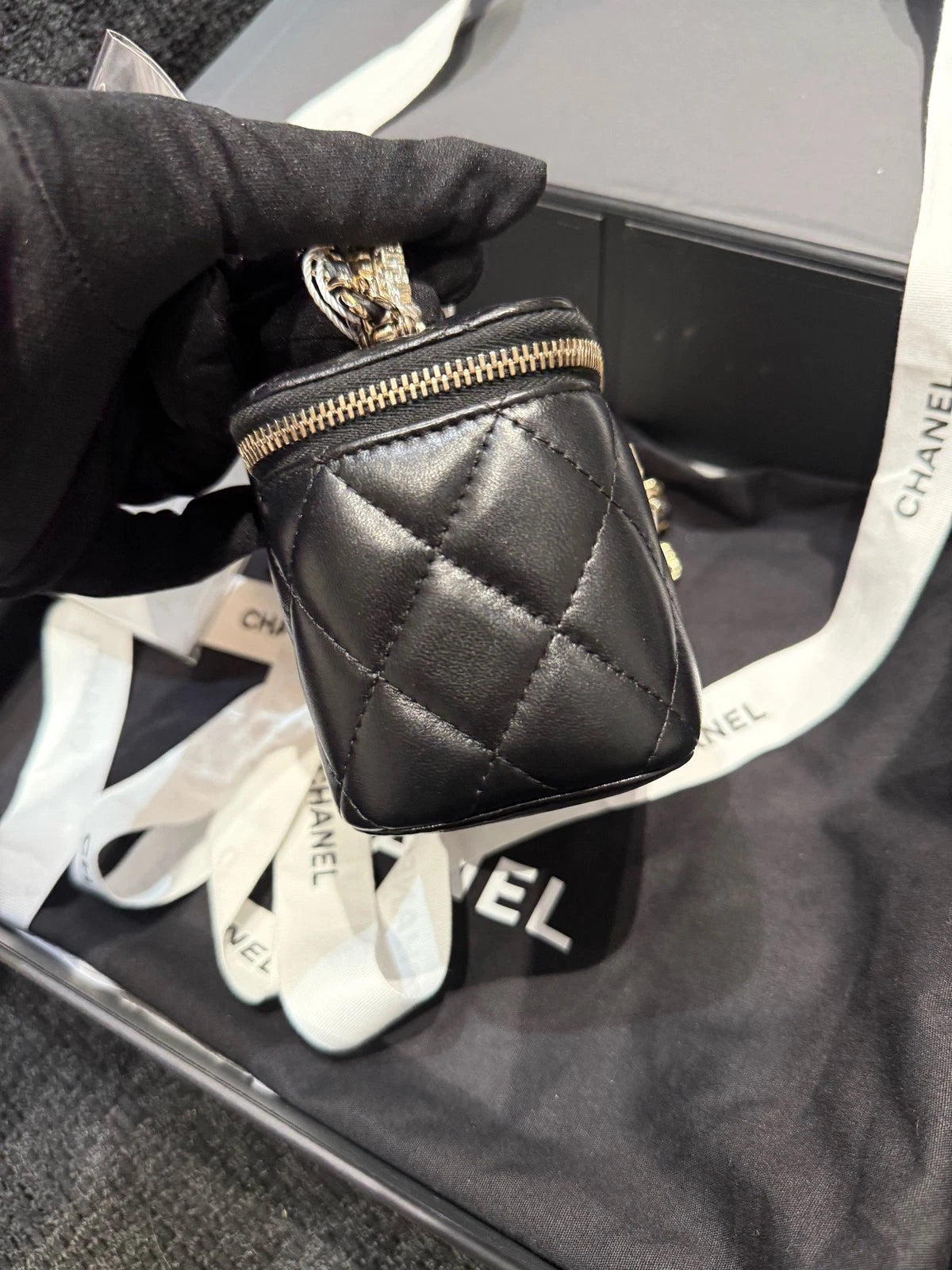 CHANEL Lambskin Rhinestone Small Box Bag For Women