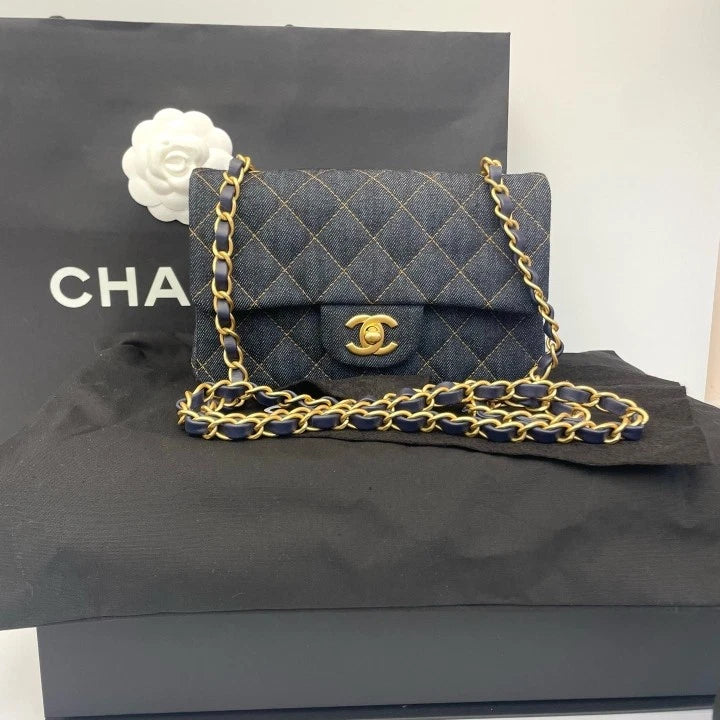 CHANEL Denim CF Large Mini Chain Shoulder Bag For Women