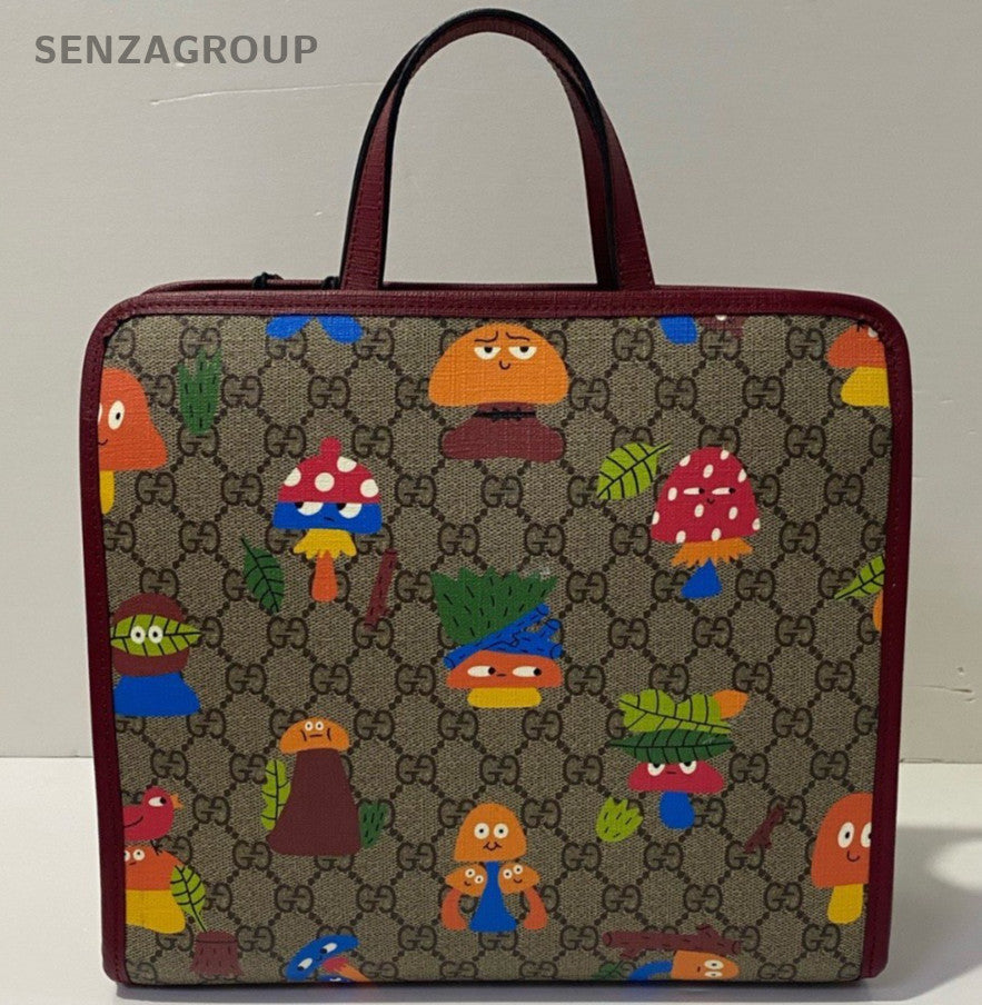 Gucci Mushroom Print GG Supreme Tote Bag Multicolor Women Almost Brand New