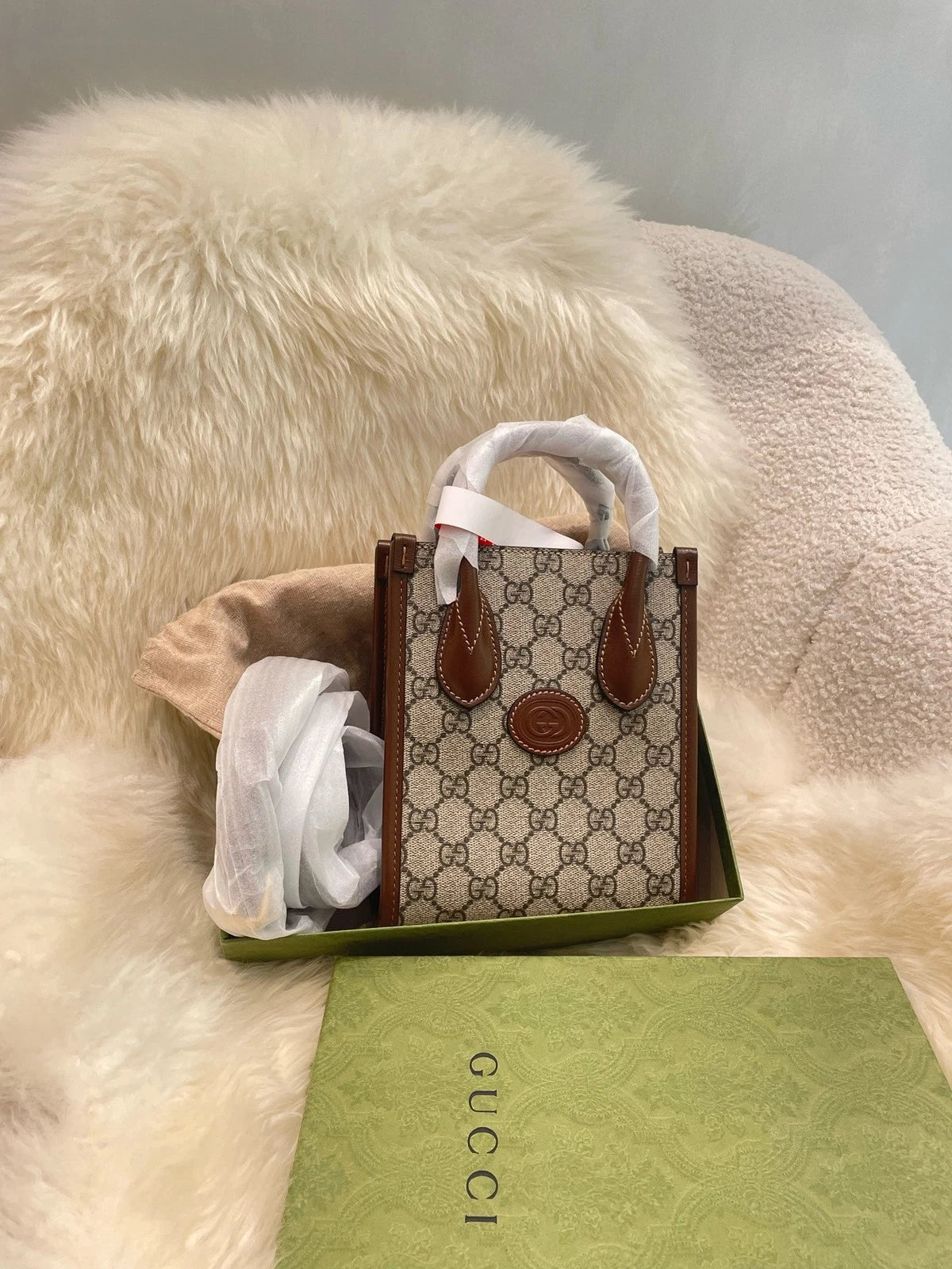 Gucci Canvas Mini Monogram Tote Bag For Women