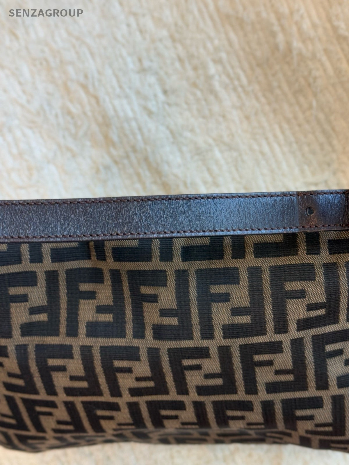 FENDI FF Vintage Monogram Shoulder bag Brown Classic Women
