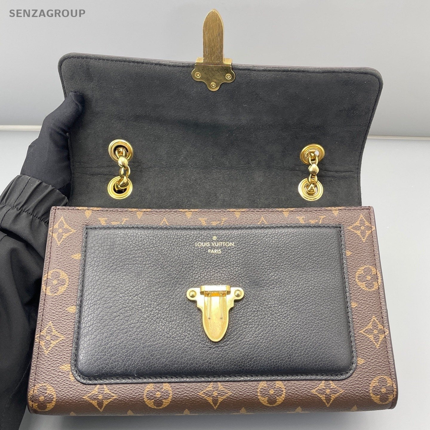 Louis Vuitton Victoire Monogram Chain Shoulder Bag Crossboy Brown Gold Women