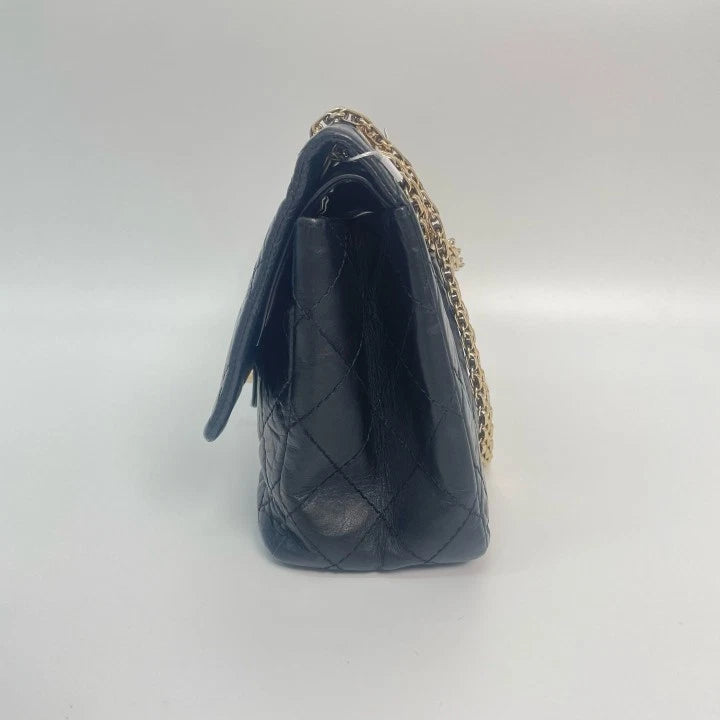 CHANEL Black 2.55 Medium Chain Shoulder Crossbody Bag For Women