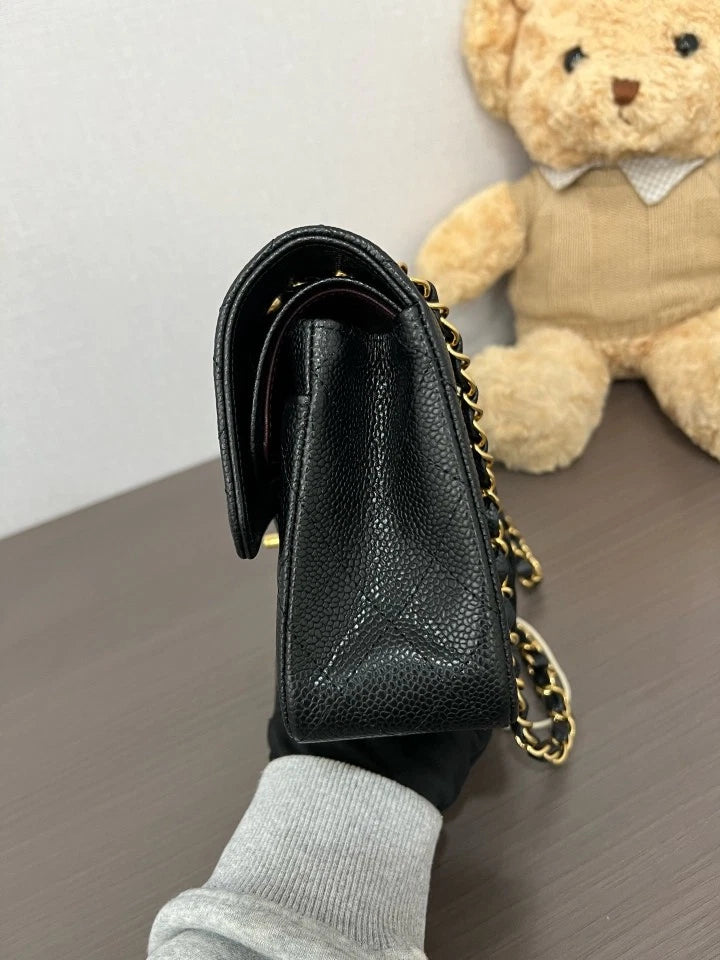 CHANEL Classic Flap Small Black Gold Shoulder Bag For Women