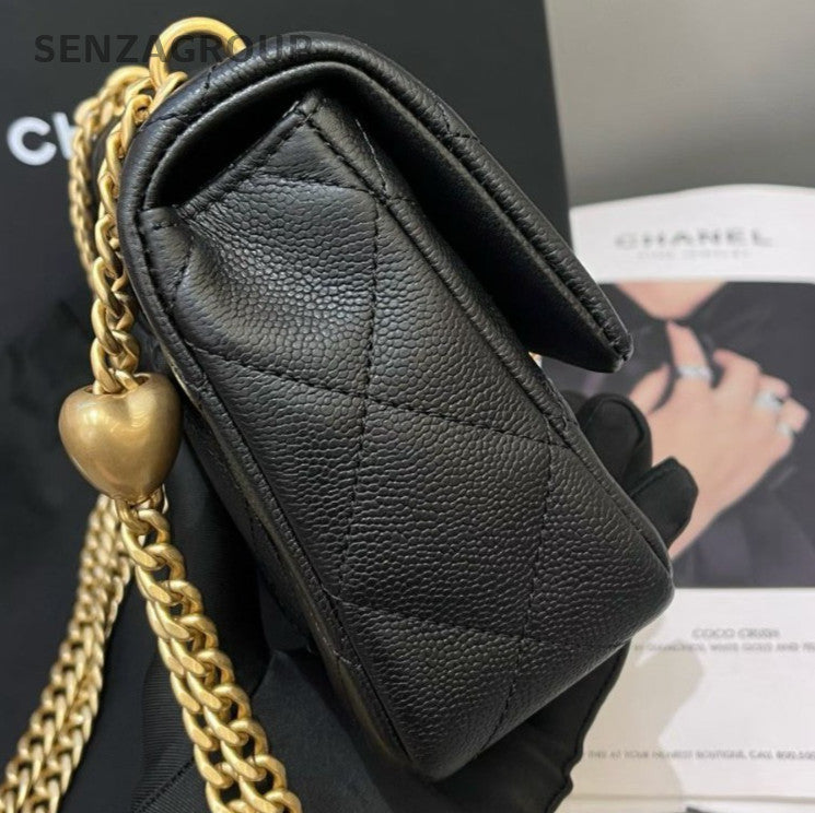 Chanel Classic Flap Chain Black Gold Diamond Shoulder Bag Women Classic Fashion
