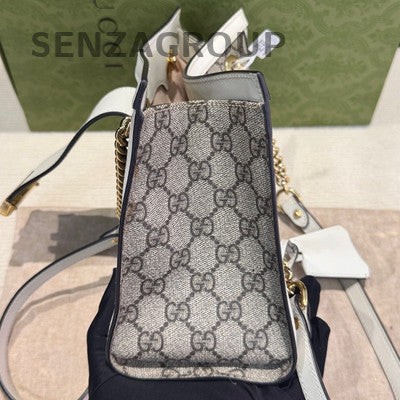 Gucci Padlock Small White GG Monogram Shoulder Bag Gold Hardware
