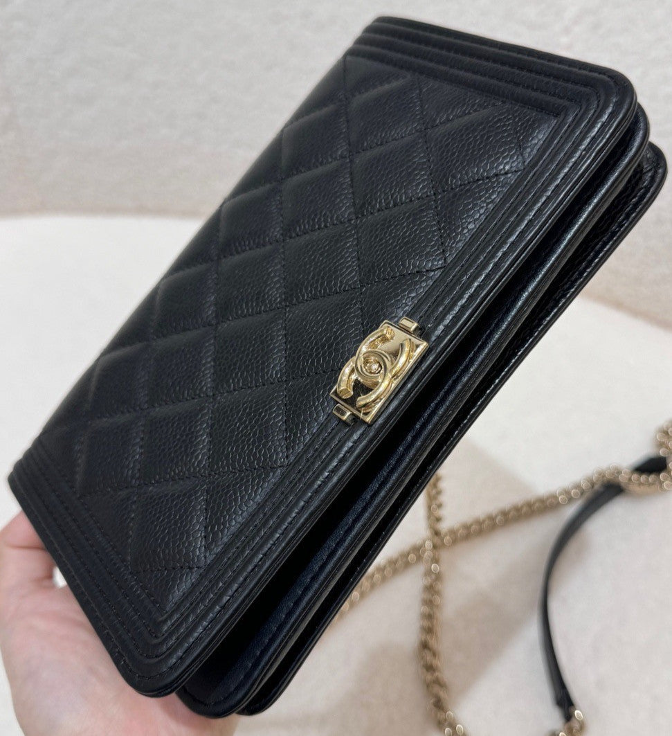 CHANEL Leboy Woc Chain Strap Calfskin Shoulder bag Crossbody Black gold