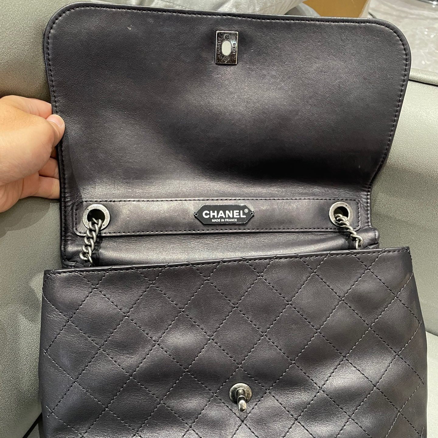 Chanel Classic Black Quilted Chain Shoulder Bag with Silver Hardware