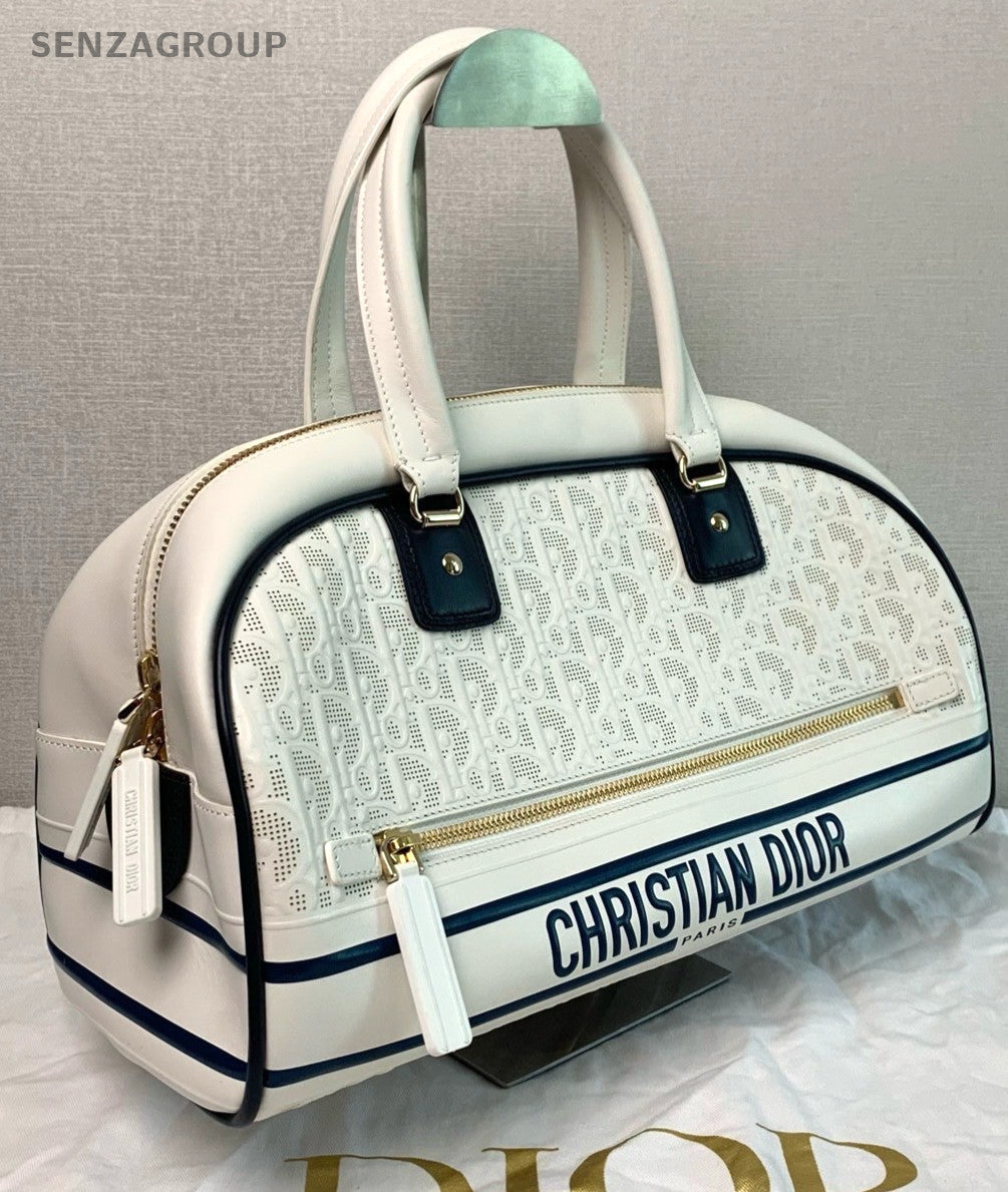 Christian Dior Vibe Logo Top Handle Monogram 2way Shoulder Handbag White