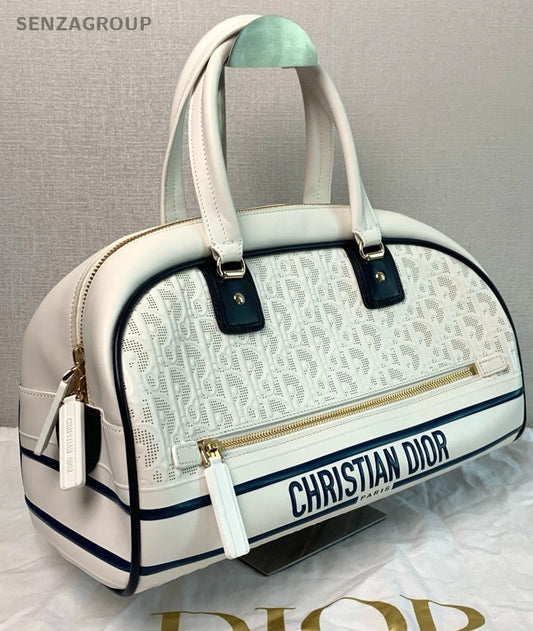 Christian Dior Vibe Logo Top Handle Monogram 2way Shoulder Handbag White