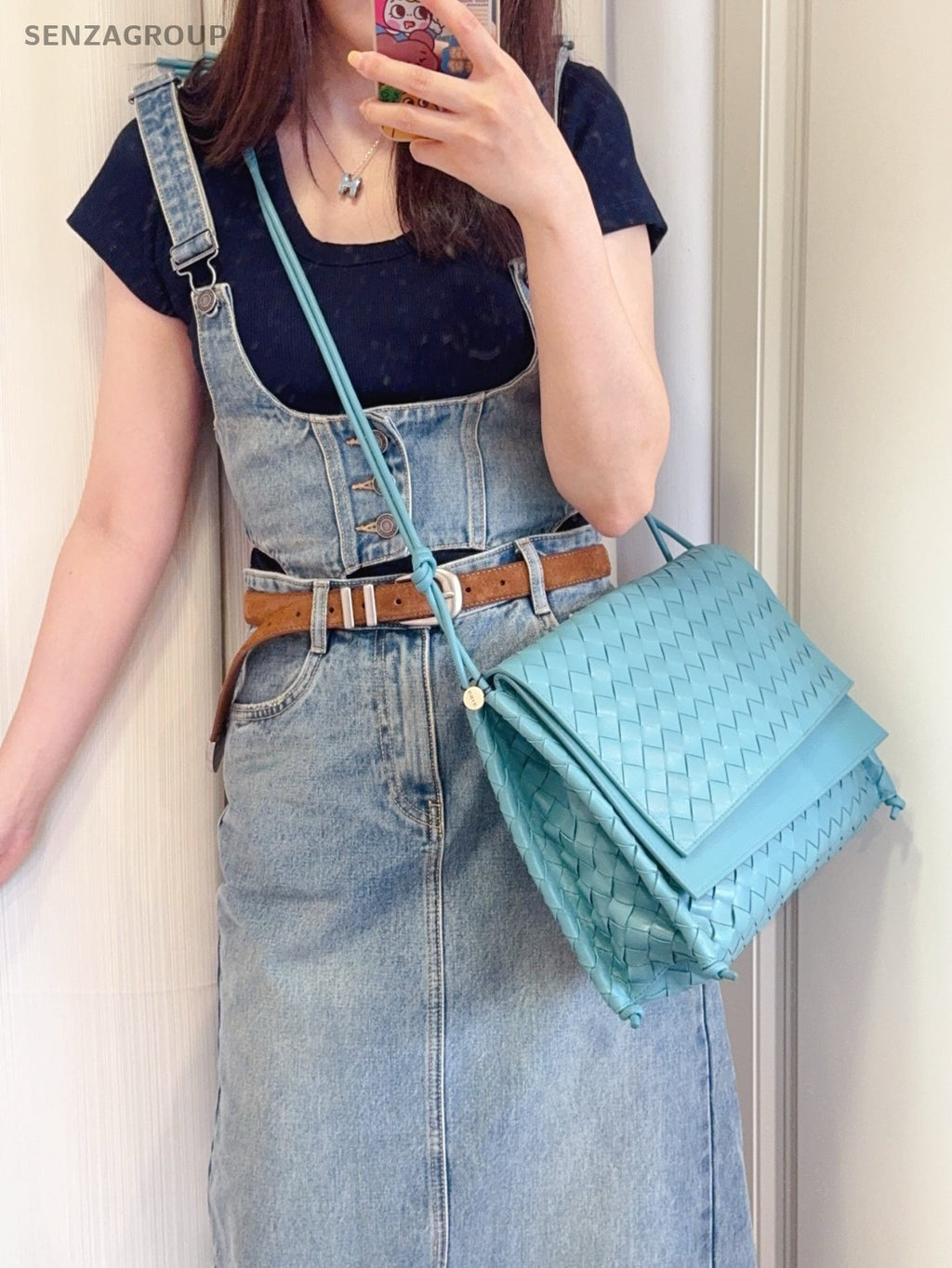 Bottega Veneta Weaving Shoulder bag Macaron blue Crossbody Almost Brand NEW