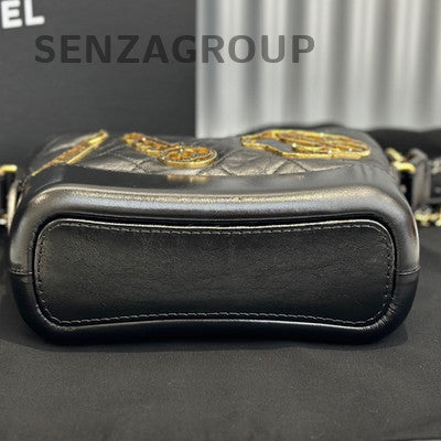 Chanel Small Black Gold Gabrielle Hobo Bag Chain Shoulder Crossbody Classic