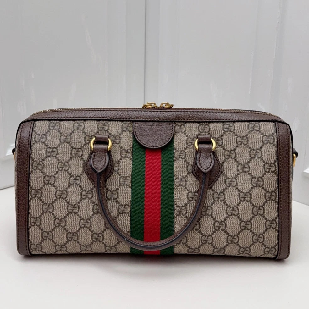 Gucci Ophidia Boston Bag GG Supreme Canvas Crossbody Bag Brown Women