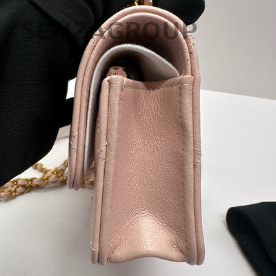 Chanel Quilted WOC Chain Shoulder Bag Pink Gold Fashion Women