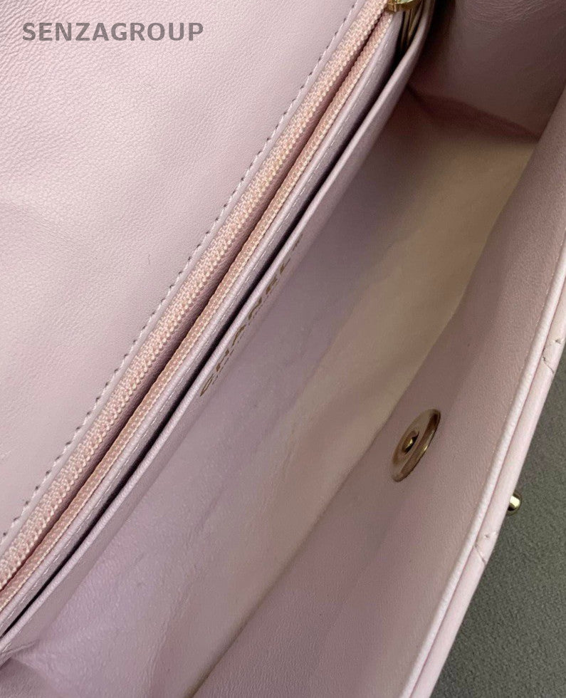 Chanel Classic Flap Lambskin Mini Chain Shoulder Bag Pink Gold Women Designer