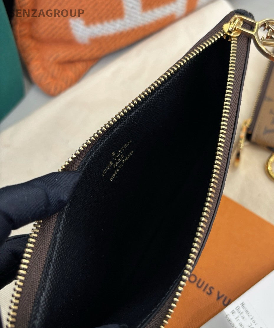 Louis Vuitton Monogram Trio Clutch Brown Gold Women Classic