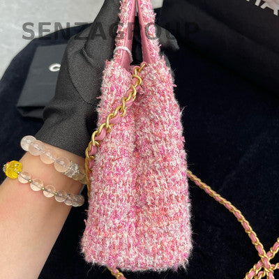 Chanel 24P Kelly Tweed Pink Gold Chain Shoulder Bag Women's Fashion