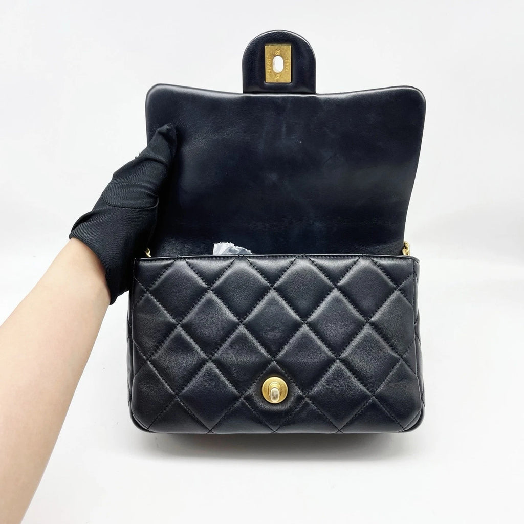 CHANEL Black CF Mini Lambskin Shoulder Crossbody Bag For Women