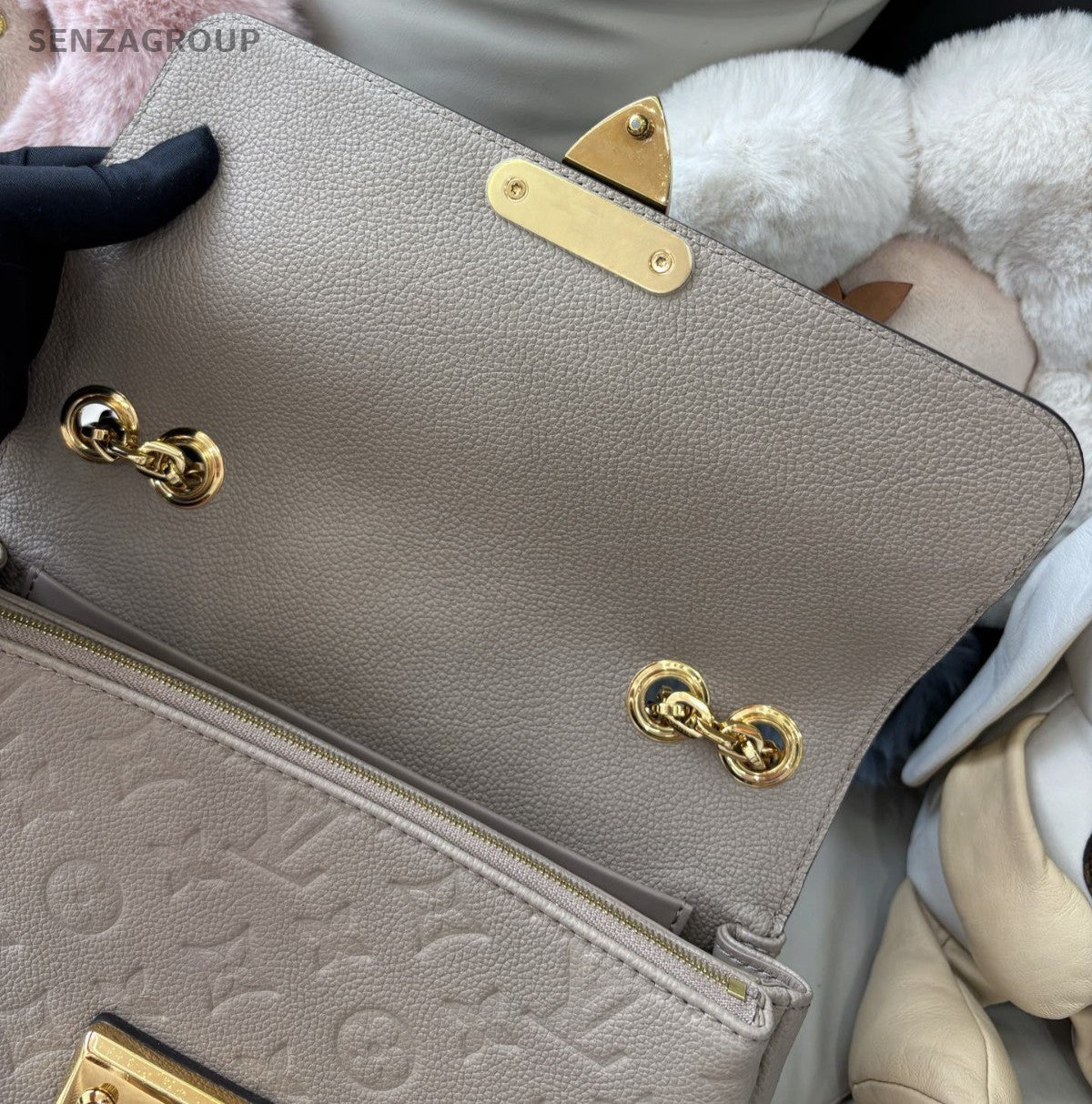 Louis Vuitton Marceau Chain Shoulder Bag Gray Gold Used Women Classic Fashion
