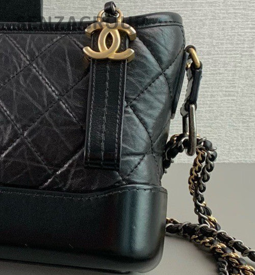 Chanel Gabrielle PM Diamond Pattern Chain Shoulder Bag Black Used Women Classic