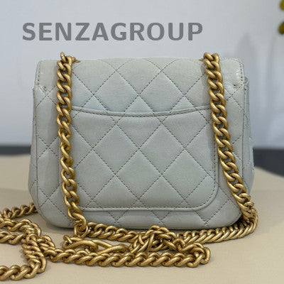 Chanel Classic Flap Light Blue Lambskin Quilted Chain Shoulder Bag