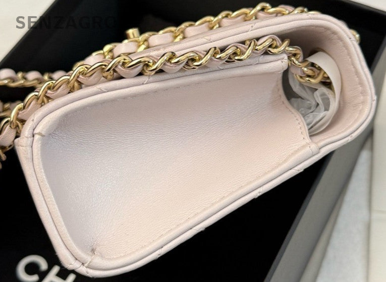 Chanel Trendy CC Mini Chain Shoulder Bag Crossbody Pink Gold Women Classic