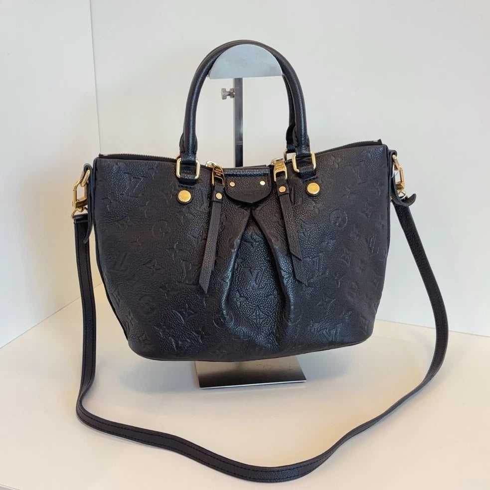 Louis Vuitton Mazarine Monogram Empreinte Tote Top Handle Shoulder Bag Black GHW