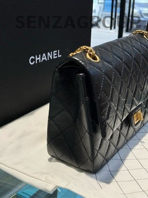 Chanel Black Gold Medium Classic Quilted Chain Shoulder Bag