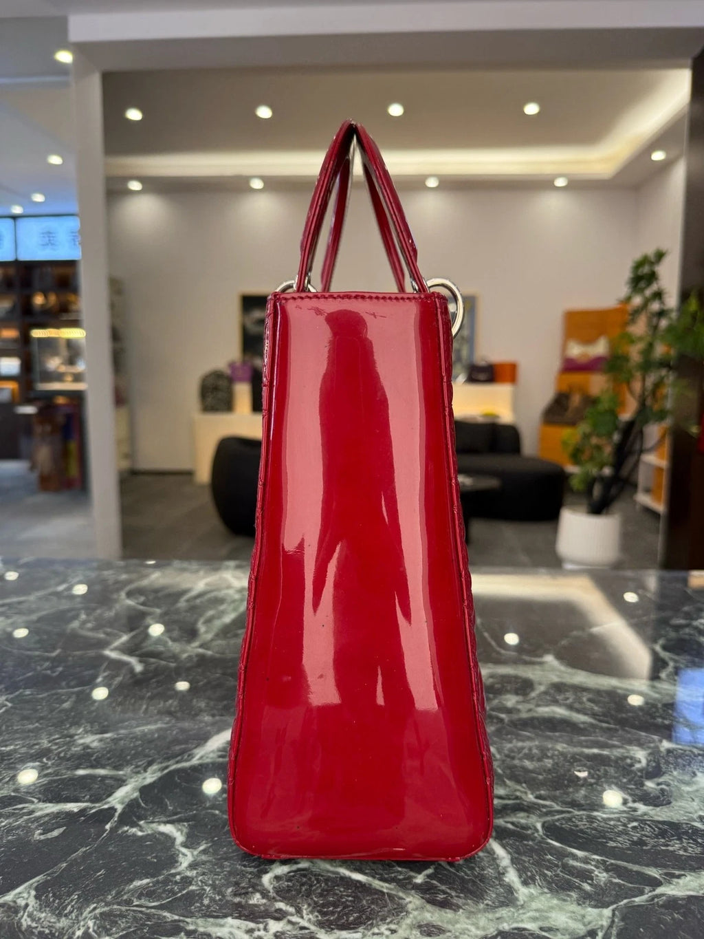 Dior Red Patent Leather 7-grid Lady Dior Handbag For Women