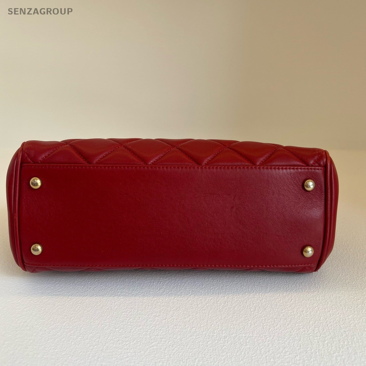 CHANEL Tote Diamond Pattern Chain Shoulder bag Red Gold Women
