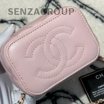 Chanel Pink Gold Hardware Calfskin Vanity Case Chain Shoulder Crossbody Bag