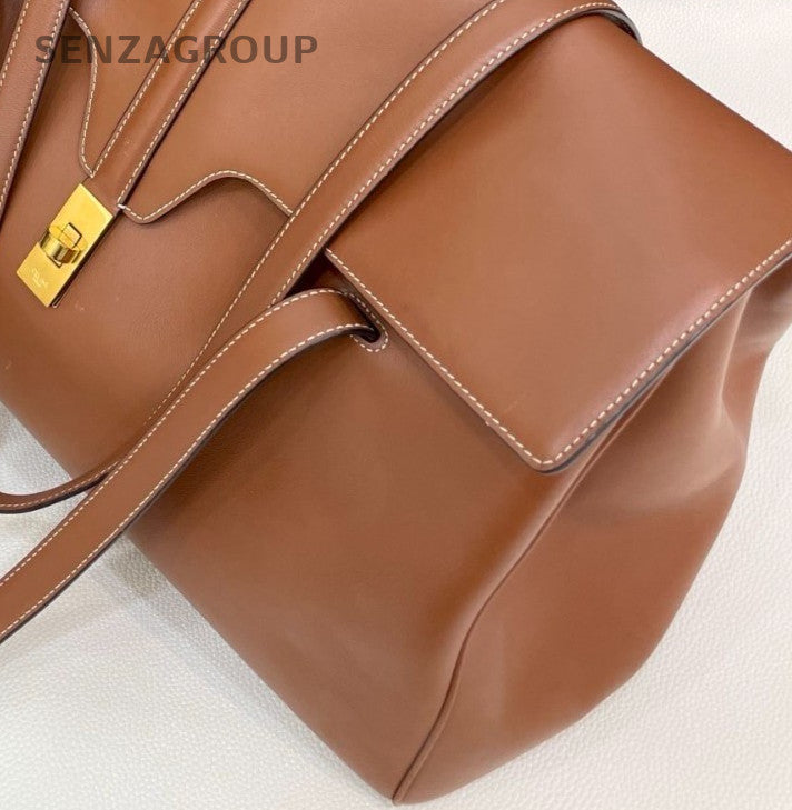 Celine Soft GM Shoulder Bag Brown Gold Unisex Adults Classic Designer