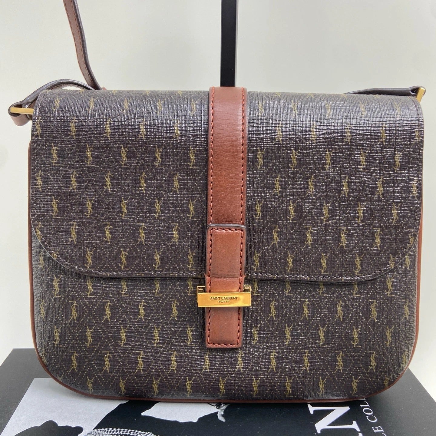 YSL LE MONOGRAMME Small Brown Leather Shoulder Crossbody Bag For Women