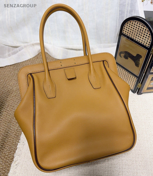 Hermes Convoyeur26 Top Handle Bag Brown Gold Used Women Classic