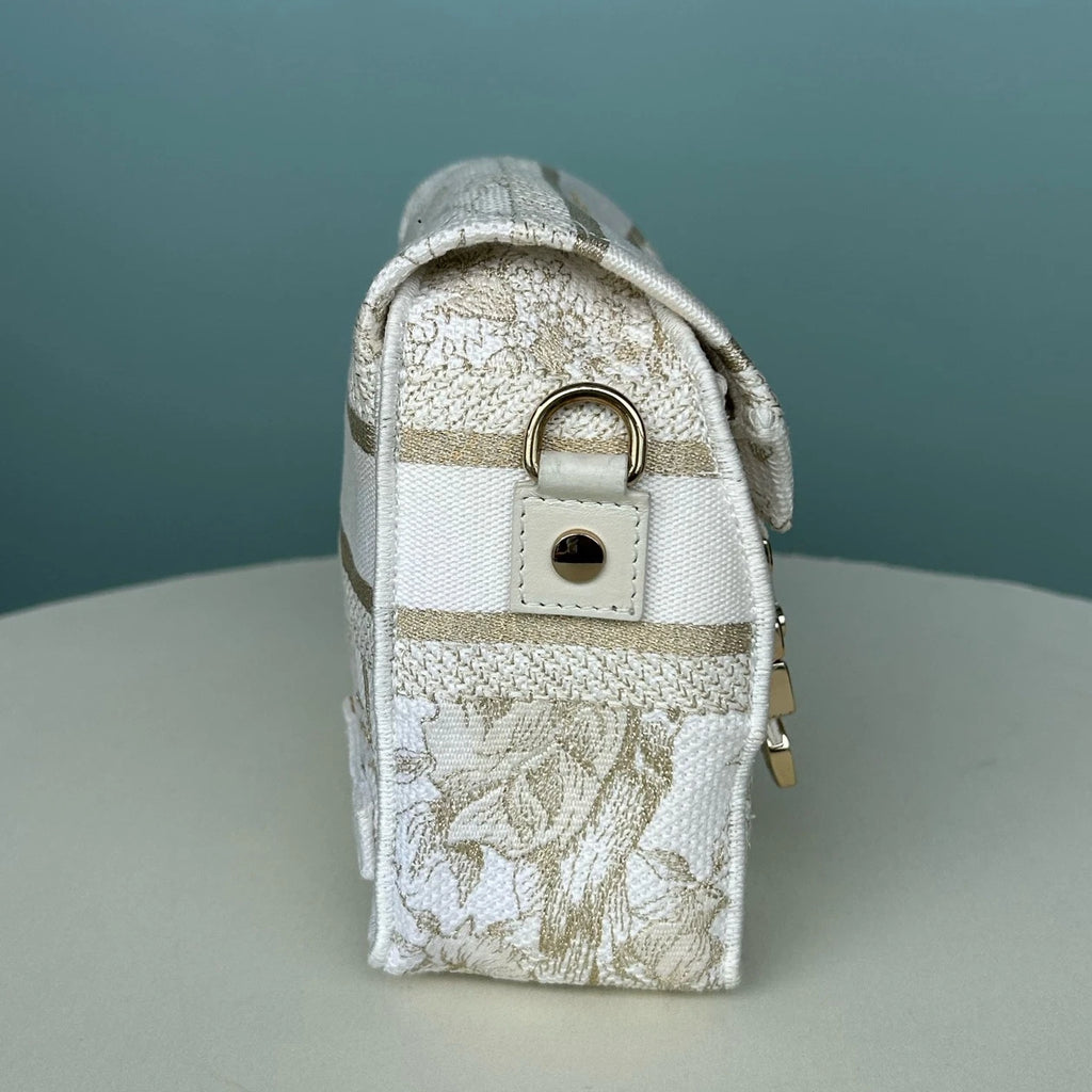 Christian Dior Camp Oblique Shoulder Bag Crossbody White Silver Women Classic