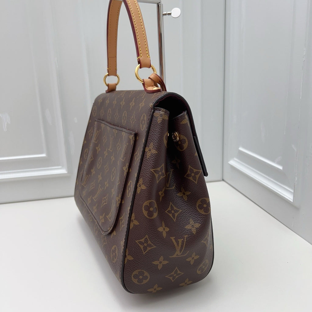 Louis Vuitton Cluny BB Monogram Top Handle Crossbody Brown Gold Women Classic